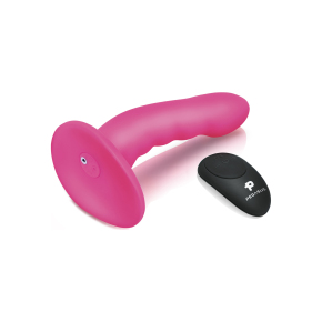 Перезаряжаемый вибрострапон на пульте ДУ Pegasus 6" Curved Ripple Peg, розовый