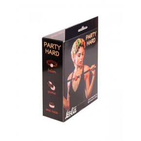 Кляп-шар на черных ремнях Party Hard Love Addict
