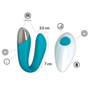 Вибратор для пар с пультом ДУ Infinite Fera, бирюзовый