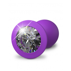 Her Little Gems Small Plug  — фиолетовая анальная пробка с прозрачным стразом, 7.4×2.8 см