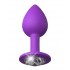 Her Little Gems Small Plug  — фиолетовая анальная пробка с прозрачным стразом, 7.4×2.8 см