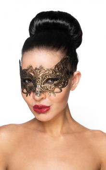 Золотистая карнавальная маска «Беллатрикс»