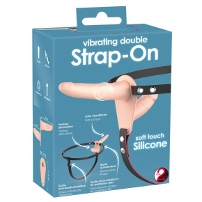 Двойной вибрострапон с вибрацией You2Toys Vibrating Double Strap-On