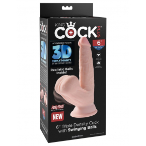 Фаллоимитатор Pipedream 6" Triple Density Cock With Swinging Balls, телесный