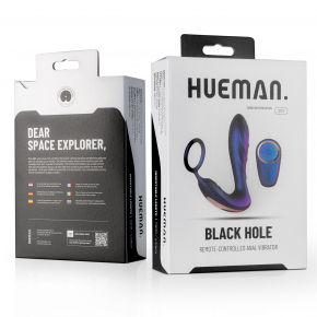 Вибростимулятор простаты на пульте ДУ EDC Hueman Black Hole Anal Vibrator With Cockring