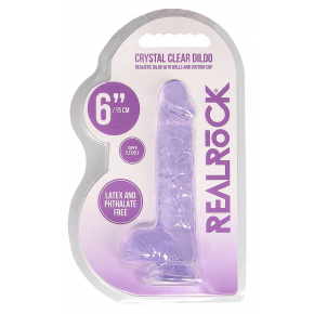Фаллоимитатор RealRock 6" Crystal Clear, фиолетовый