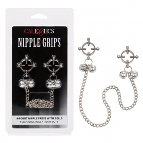 Зажимы для сосков на цепочке Nipple Grips 4-Point Nipple Press with Bells