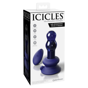 Cтеклянный вибростимулятор с пультом ДУ и присоской Icicles №83