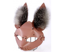 Розовая маска «Зайка» с меховыми ушками