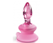 Розовая стеклянная пробка Icicles №90 с силиконовой присоской