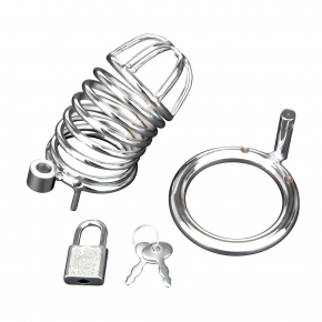 Металлическая клетка BlueLine Deluxe Chastity Cage с замком