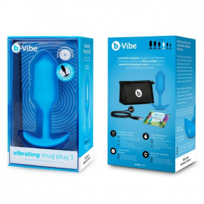 Вибропробка для ношения b-Vibe Vibrating Snug Plug 3, голубая