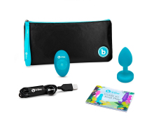Вибропробка с кристаллом на пульте ДУ b-Vibe Vibrating Jewel Plug S/M, бирюзовая