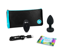 Вибропробка с кристаллом на пульте ДУ b-Vibe Vibrating Jewel Plug M/L, черная