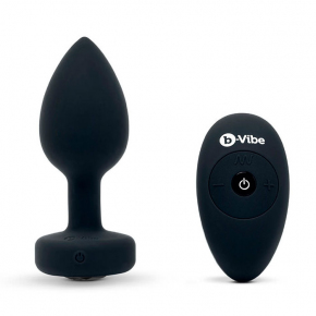 Вибропробка с кристаллом на пульте ДУ b-Vibe Vibrating Jewel Plug M/L, черная