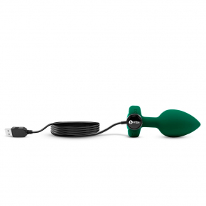 Вибропробка с кристаллом на пульте ДУ b-Vibe Vibrating Jewel Plug M/L, зеленая
