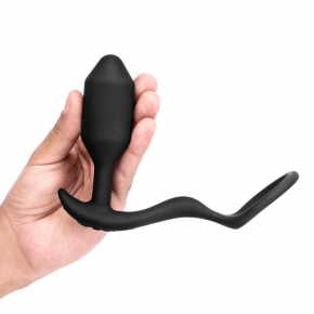 Анальная вибропробка с эрекционным кольцом b-Vibe Vibrating Snug & Tug, M