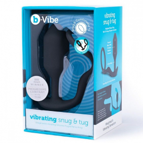 Анальная вибропробка с эрекционным кольцом b-Vibe Vibrating Snug & Tug, M