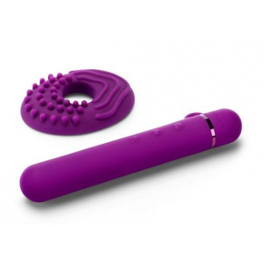 Люксовый мини-вибратор с текстурированной насадкой Le Wand Baton, фиолетовый