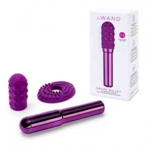 Жезловый мини-вибратор с двумя насадками Le Wand Grand Bullet, фиолетовый