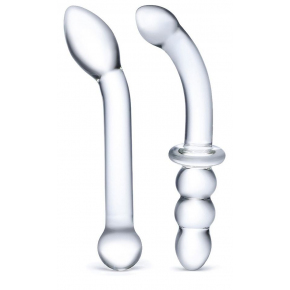 Набор из 2 стеклянных изогнутых фаллоимитаторов Handblown Glass Dildo Set