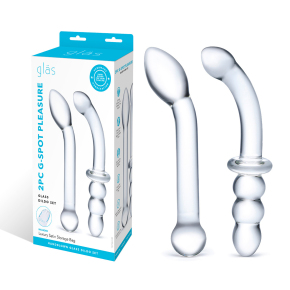Набор из 2 стеклянных изогнутых фаллоимитаторов Handblown Glass Dildo Set