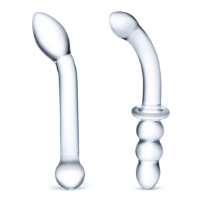 Набор из 2 стеклянных изогнутых фаллоимитаторов Handblown Glass Dildo Set