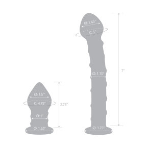 Набор из 2 стеклянных игрушек с синей спиралью Swirly Dildo & Buttplug Set