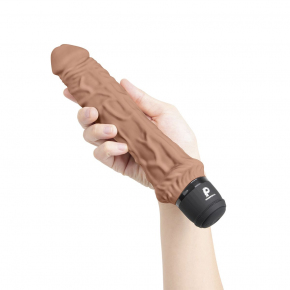 Вибратор-реалистик PowerCocks 8" Girthy Realistic Vibrator, кофейный