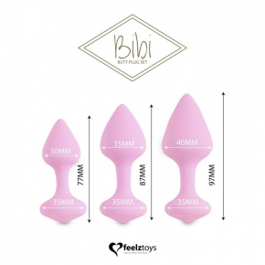 Набор из 3 анальных пробок FeelzToys Bibi Butt Plug Set, розовый