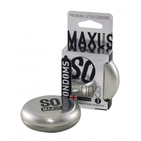 Тонкие презервативы в железном кейсе Maxus Extreme Thin, 3 шт.