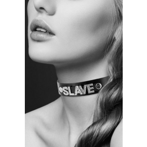 Чокер с надписью Collier Strass Slave Cuir Bovin