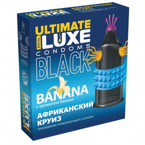 Черный стимулирующий презерватив Luxe Black Ultimate «Африканский Круиз», 1 шт.