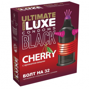 Черный стимулирующий презерватив Luxe Black Ultimate «Болт на 32», 1 шт.