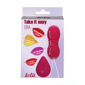 Вагинальные виброшарики с пультом ДУ Take It Easy Era, бордовые