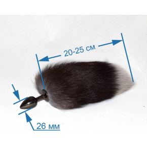 Хромированная анальная пробка с хвостиком из чернобурки