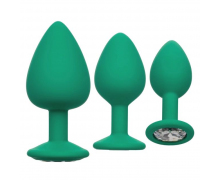 Набор из 3 анальных пробок с кристаллом Anal Toys Cheeky Gems, зеленый