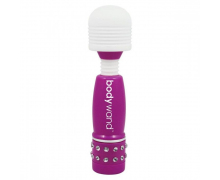 Жезловый мини-вибратор с кристаллами Mini Massager Neon Edition, фиолетово-белый