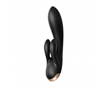 Вибратор-кролик с двумя клиторальными отростками Satisfyer Double Flex, черный