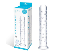 Стеклянный фаллос с массажным рельефом Glas 10" Extra Large Glass Dildo