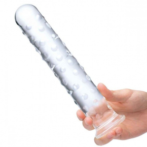 Стеклянный фаллос с массажным рельефом Glas 10" Extra Large Glass Dildo