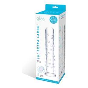 Стеклянный фаллос с массажным рельефом Glas 10" Extra Large Glass Dildo