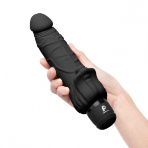 Вибратор-реалистик с клиторальными лепестками 7" Realistic Vibrator, черный