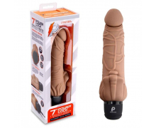 Вибратор-реалистик с клиторальными лепестками 7" Realistic Vibrator, кофейный