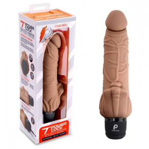 Вибратор-реалистик с клиторальными лепестками 7" Realistic Vibrator, кофейный