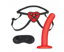 Поясной фаллоимитатор Heart Strap on Harness & 5in Dildo Set, красный