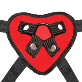 Поясной фаллоимитатор Heart Strap on Harness & 5in Dildo Set, красный