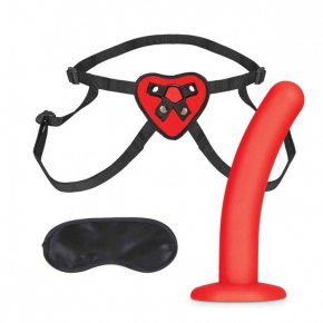 Поясной фаллоимитатор Heart Strap on Harness & 5in Dildo Set, красный