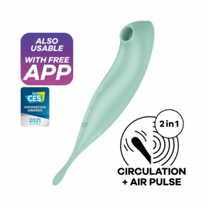 Вибромассажер с вакуумной стимуляцией Satisfyer Twirling Pro+, мятный