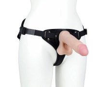 Женский пояс-трусики c 2 насадками и вагинальной пробкой